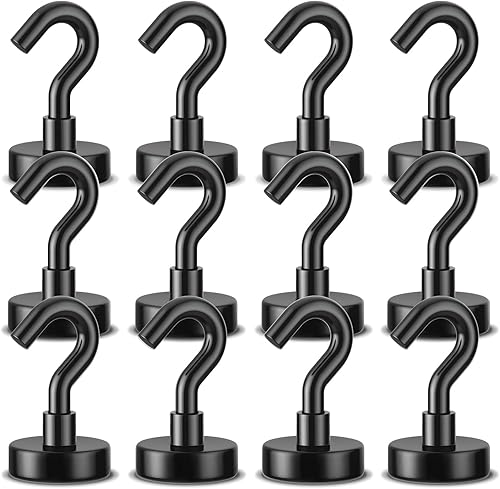 Miniatura 9 de Ganchos magnéticos resistentes, ganchos fuertes de 110 libras para colgar, imán con gancho para crucero, parrilla, refrigerador, paquete de 8