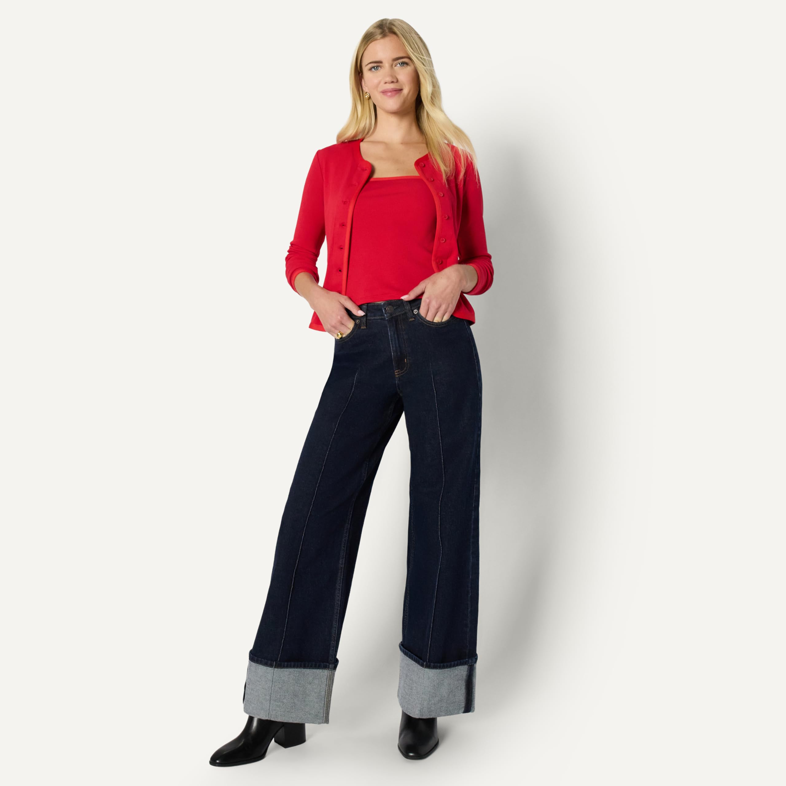 Amazon Essentials Ensemble Cardigan Côtelé à Coupe Ajustée et Caraco avec Bretelles Amovibles Femme