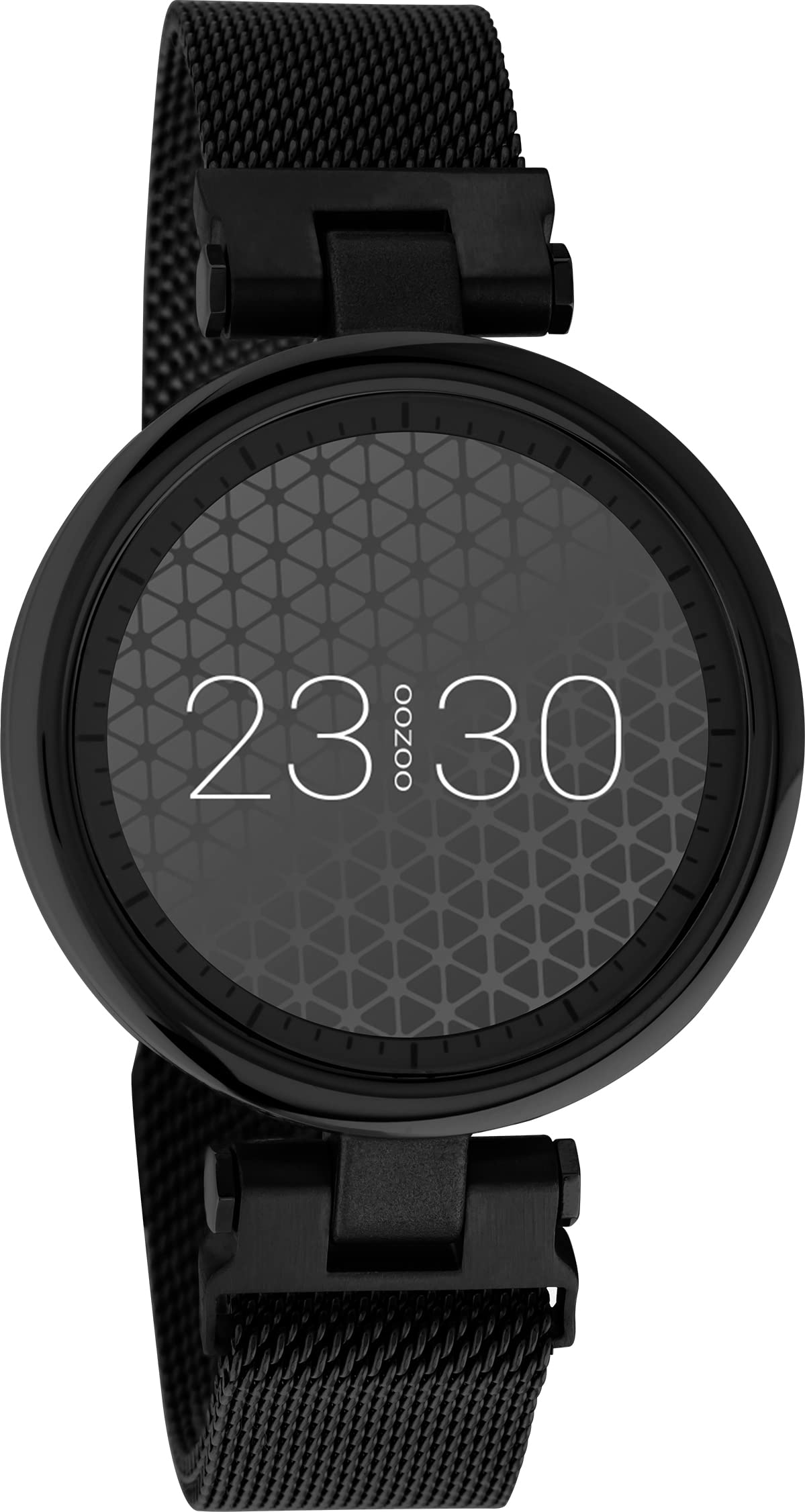 Oozoo Orologio da polso unisex da 39 mm con cinturino in maglia milanese da 16 mm, per uomo e donna, orologio fitness con contapassi, orologio sportivo per iOS e Android, Nero , Bracciale