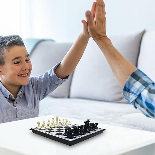 Miniatura 7 de KIDAMI Mini juego de ajedrez de viaje plegable magnético, juego de mesa de ajedrez ligero y portátil, juguetes STEM de desarrollo educativo para
