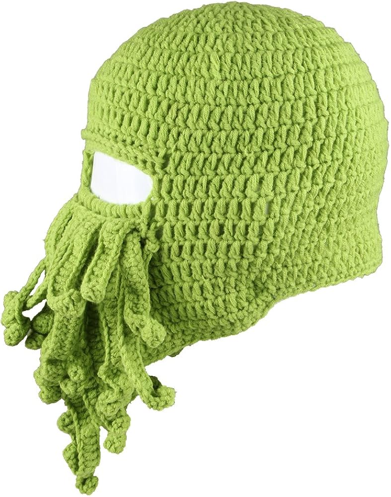 FREE FISHER Unisex Knit Octopus Yarn Tentacle Beard Beanie Kraken Hat Funny Gift (One Size, Green-A) : Clothing, Shoes & Jewelry