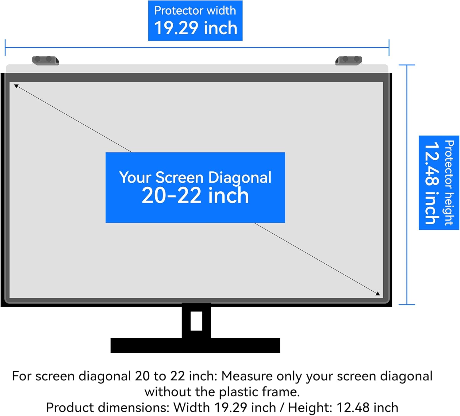 MOSISO 20-22 inch Computer Blue Light Blocking Screen Protector for Diagonal 20,21.5,22 inch Monitor, Anti-Glare Double Sided Available Eye Protection Hanging Computer Screen Blue Light Blocker