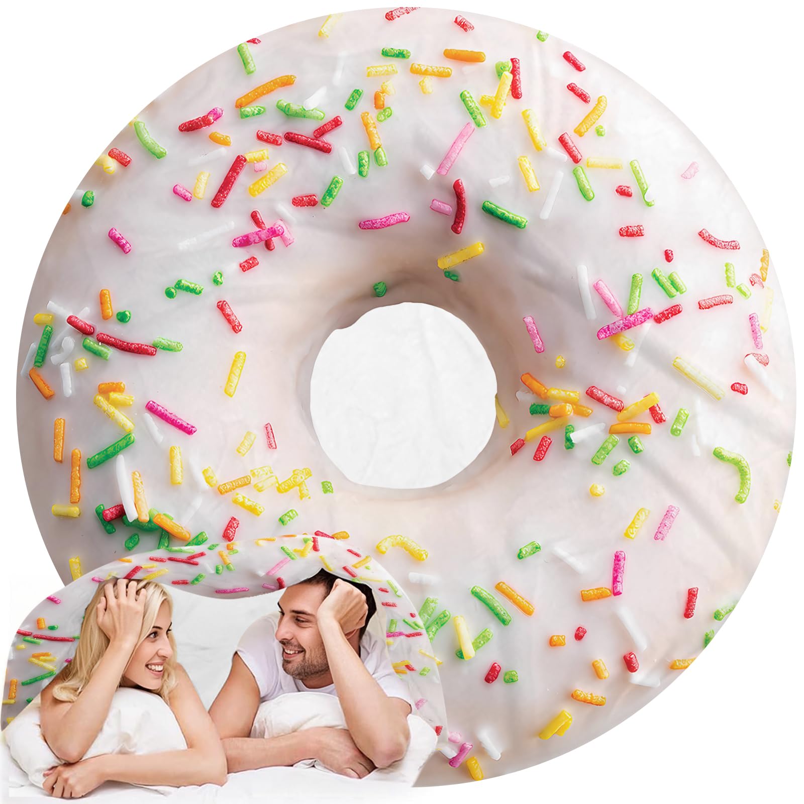 Abaysto Donut Blanket Cute White Donuts Throw Blanket for Girls Novelty Realistic Food Throws Soft Cozy Flannel Round for Nap, Home Decor, Party Adults Kids Gifts 120CM