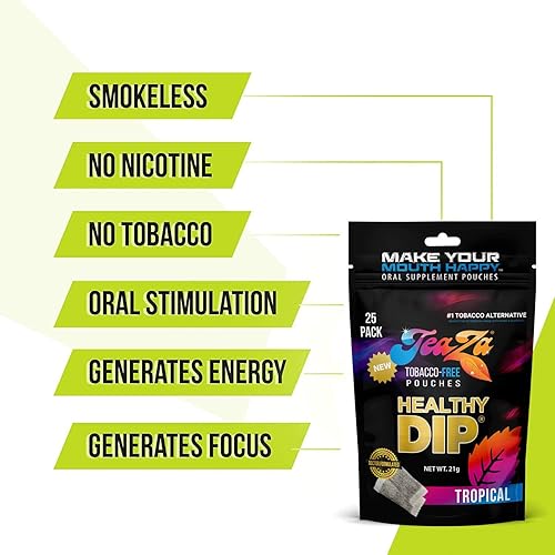 Vista 84 de Teaza Herbal Energy Pouch es - Bolsas de inmersión saludables para tabaco sin humo con sabor extra a especias, canela picante (paquete de 8) sin