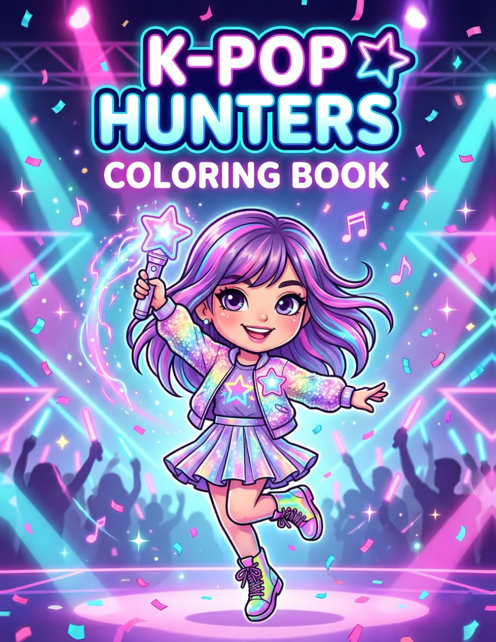 KPop Hunters Coloring Book: 110 Fun Idol Inspired Fantasy Pages Where Music Battles Darkness