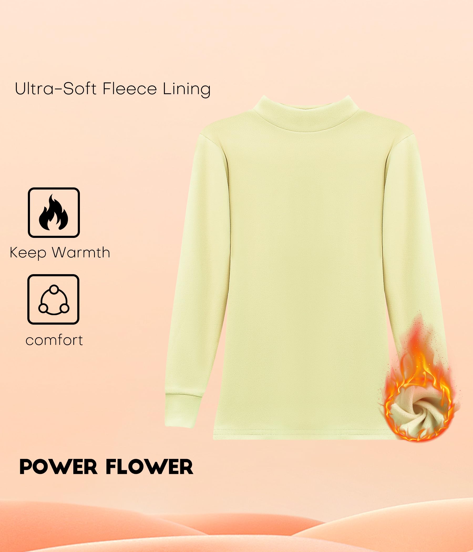 Maglia Termica Ragazza Manica Lunga – Base Layer in Pile con Collo Alto per Il Freddo