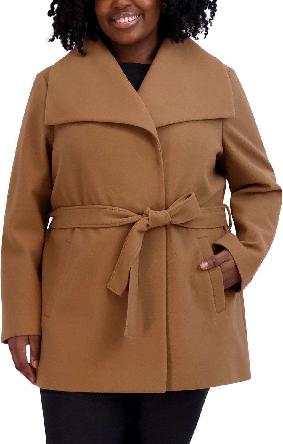 TAHARI Women's Peacoat Lapel Collar Belted Trench Coat - Image 5