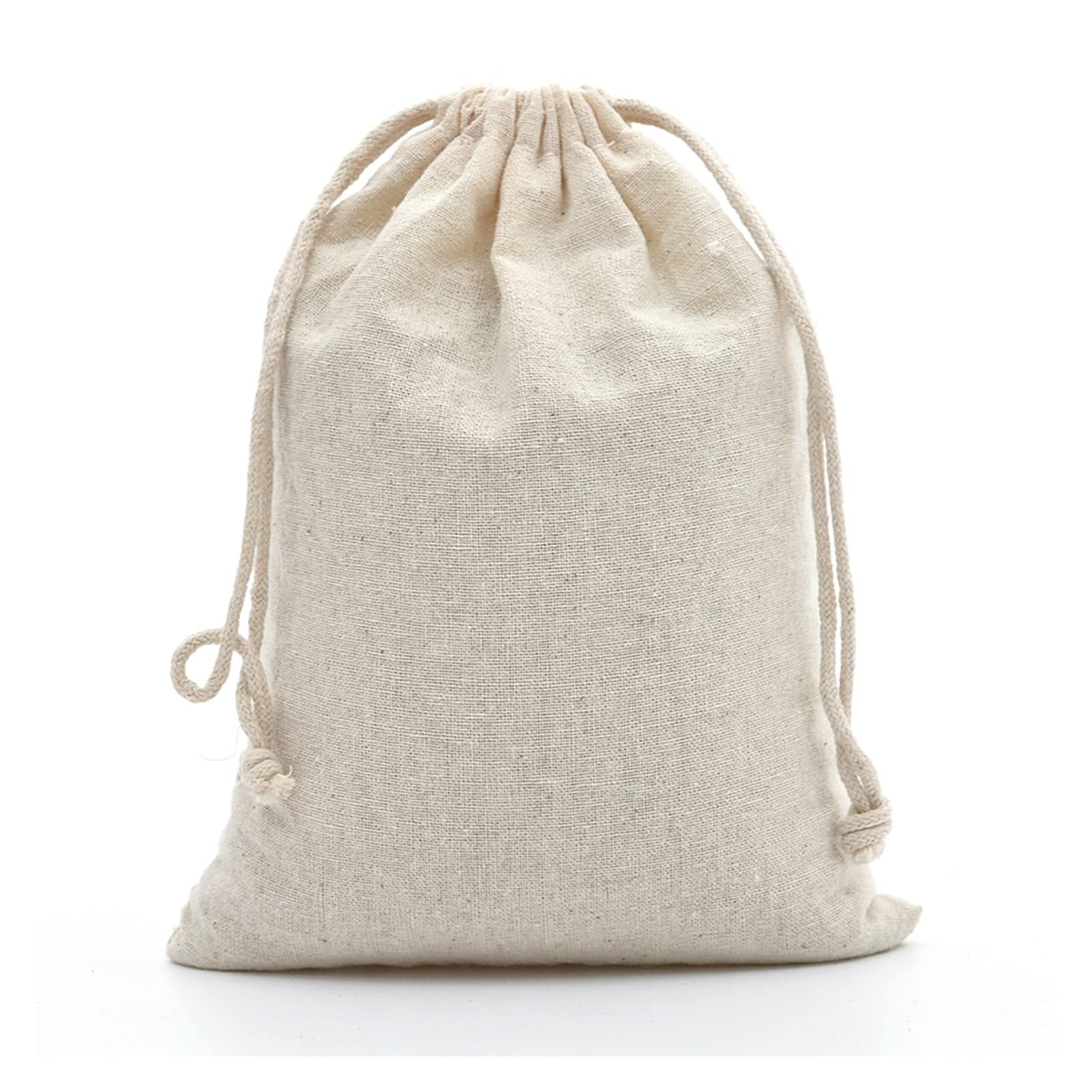 Lot de 50 sacs en mousseline de coton 15 x 19,8 cm - Sacs cadeaux en mousseline de coton uni pour thé aux herbes et bijoux, emballage de fête de mariage - Pochette en lin avec cordon de serrage
