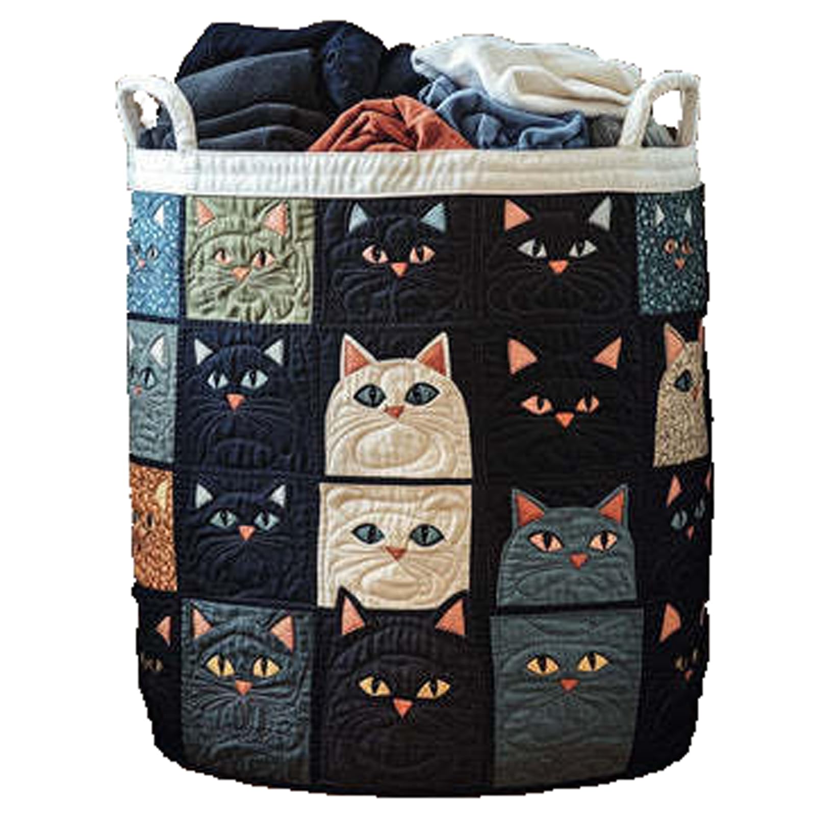 SDSFGX Large Quilted Laundry Basket Foldable Laundry Hamper with Handles Cute Boho Quilted Storage Basket for Clothes Toys