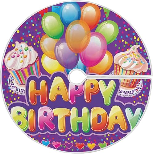 Falda de árbol de Navidad para fiesta de cumpleaños, falda de árbol de 48 pulgadas, globos, tartas, faldas de árbol de Navidad, tapete de pie de