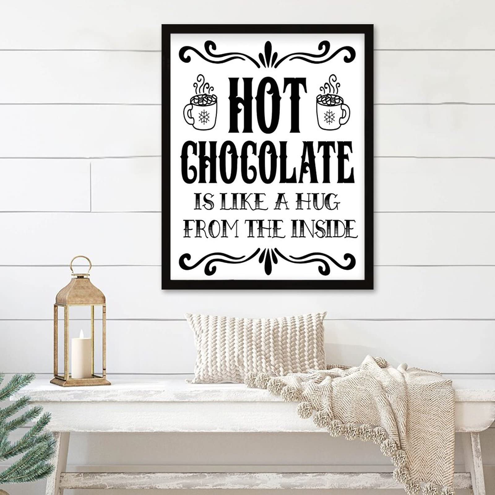 Panneau bois Hot Chocolate Is Like A Hug objet deco maison ferme 40x50