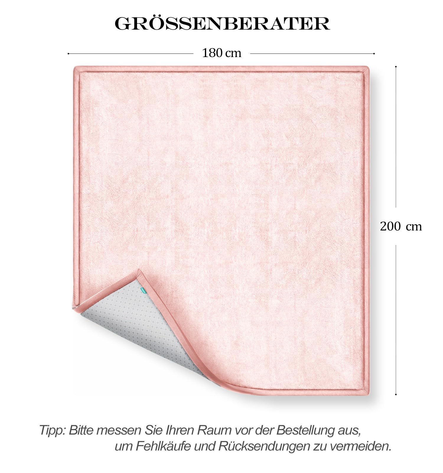 AEOCOO Krabbelmatte Baby 180x200 cm – 3,3 cm extra Dicke Krabbeldecke & Spielmatte aus Schaumstoff, rutschfest, für Laufgitter, Wohnzimmer Kinderteppich, Rosa