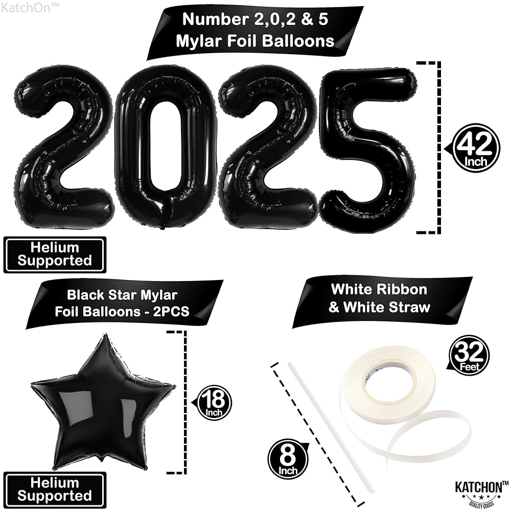 KatchOn, Giant 2025 Balloon Numbers Black - 40 Inch | Black KatchOn, Giant 2025 Balloon Numbers Black - 40 Inch | Black