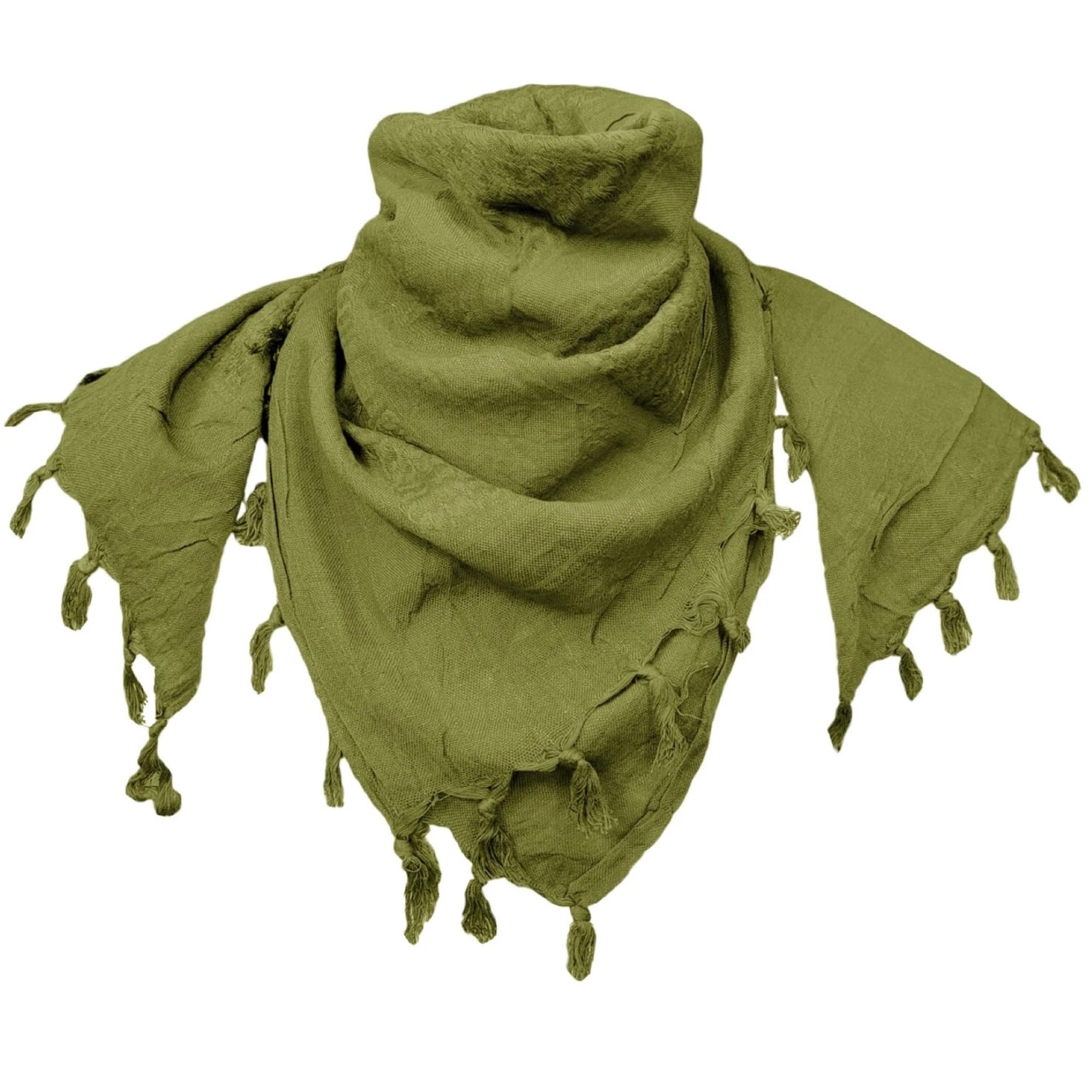 Outdoor World Be Active Men's Green Outdoor World Shemagh Scarf Army Arab Plo Military Forces Sas Biker Neck Warmer Keffiyeh Head Neck Scarf Middle-East Desert Turban Arab-Wrap With Tassel 110Cm X 110Cm (Olive On Oilve)