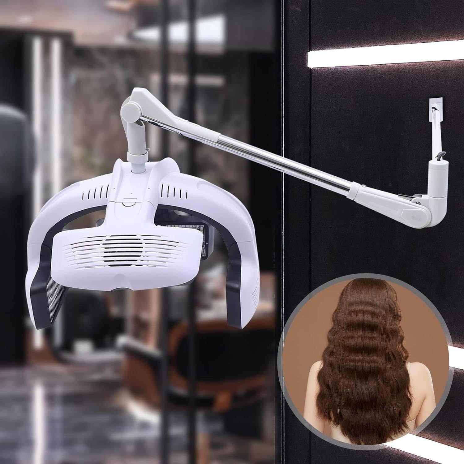 DPLXQPP Wall Mounted Hair Dryer,Swing Arm Hair Dryer,Hair Dye with Timer,1400w Evaporator,Hair Dye Hair Dryer,Hair Salon Equipment,Cantilevertype-220V
