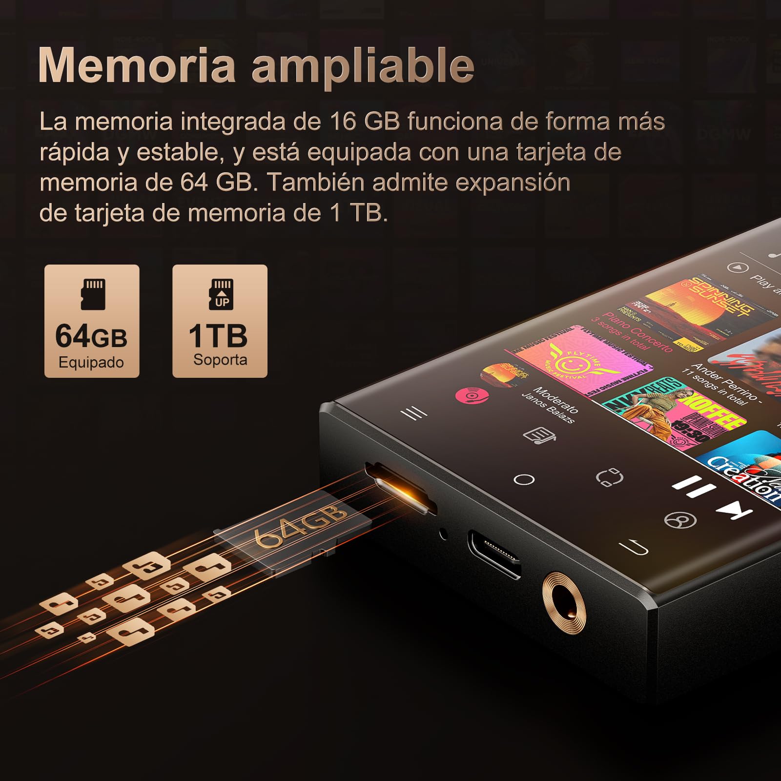 Reproductor MP3 HiFi, Oilsky 80GB Android 9.0 Spotify MP3 con Bluetooth y WiFi, 2,8'' sin Pérdidas DSD de Alta Fidelidad Digital Portátil Audio Música Player (negro1)