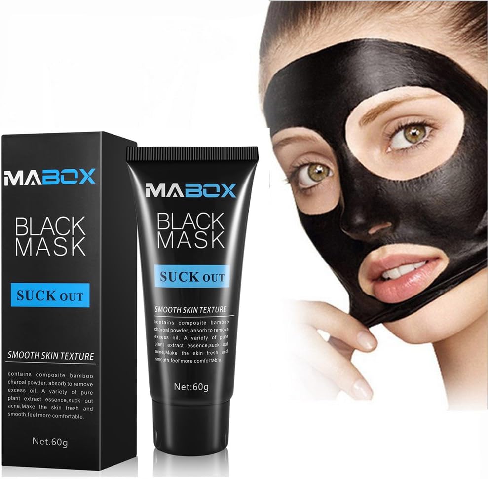 Mabox Blackhead Remover Mask, Activated Natural Charcoal Black Mask, Blackhead Peel off Mask, Blackhead & Acne Treatment, Nose Blackhead Cleansing Mask for Men and Women, 60g