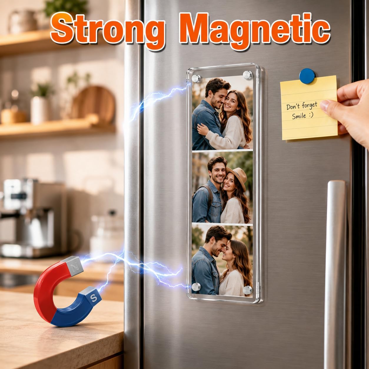4 Pack 2x6 Clear Magnetic Photobooth Frames for Fridge