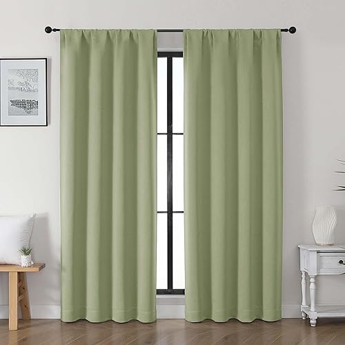 Miniatura 122 de Gwine - Cortinas opacas negras para dormitorio de 84 pulgadas de largo, juego de 2 paneles, cortinas sólidas reductoras de ruido con aislamiento