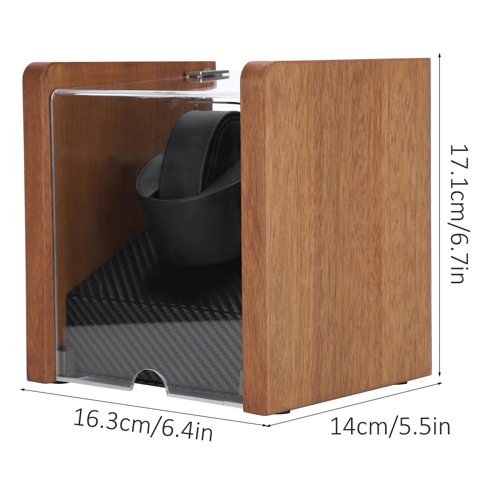Caja de Exhibición de Reloj, Agitador de Motor de Reloj Limpieza Mecánica No Magnética Nogal con Paño para el Polvo para Colección de Relojes para Dar Cuerda a(Coctelera de Mesa de Nogal 1 + 0)