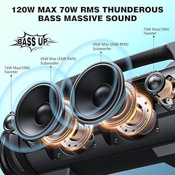 W-KING 70W Waterproof Bluetooth Speaker with Wireless Microphone