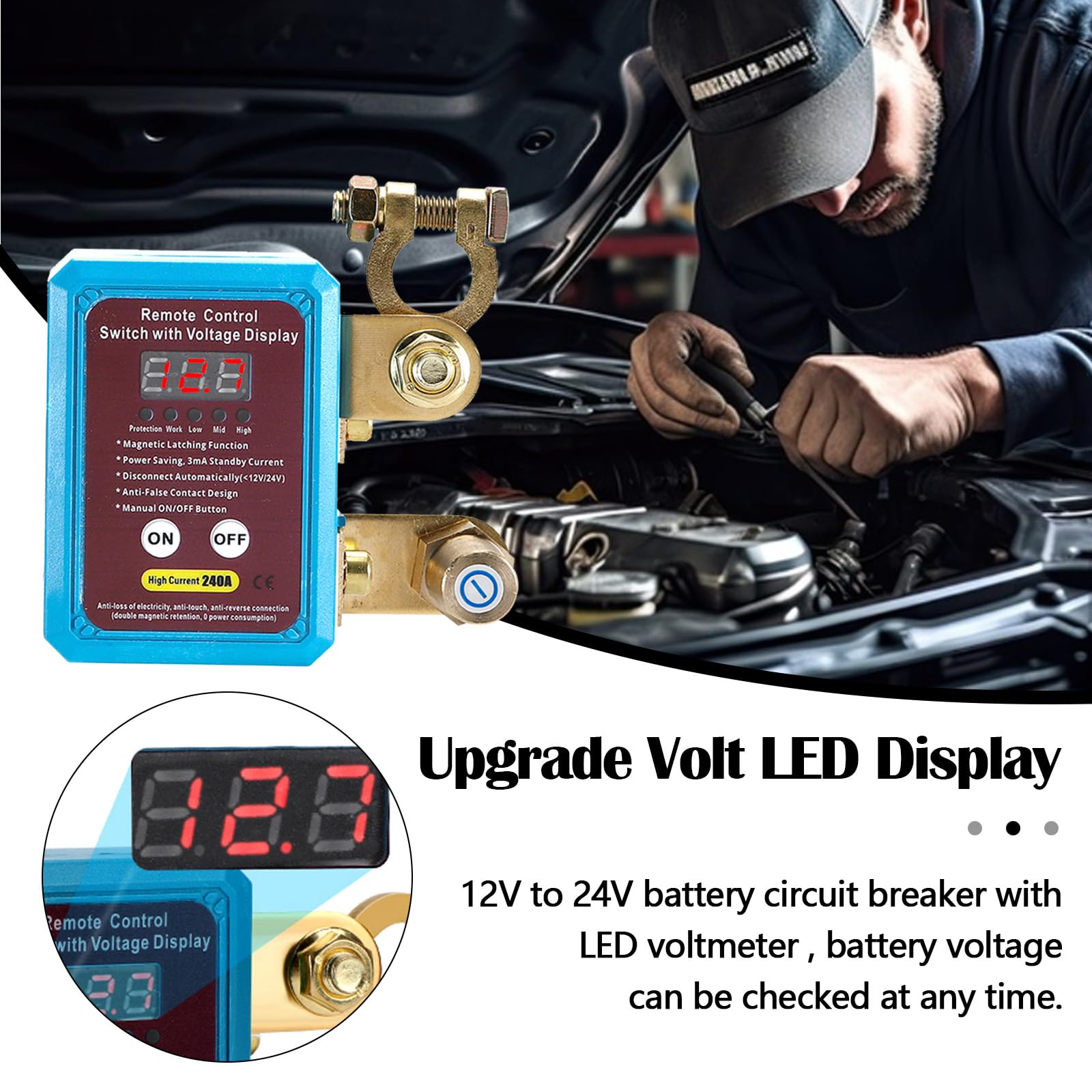 Interruttore Scollegamento Batteria 12V Remoto 240A | Display LED Per Auto E Barca - Foto 5