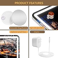 Vista 111 de Hasipu - Espejo de tocador con luces LED, espejo iluminado de maquillaje de 28 x 20 pulgadas, con 3 modos regulables, control por pantalla táctil