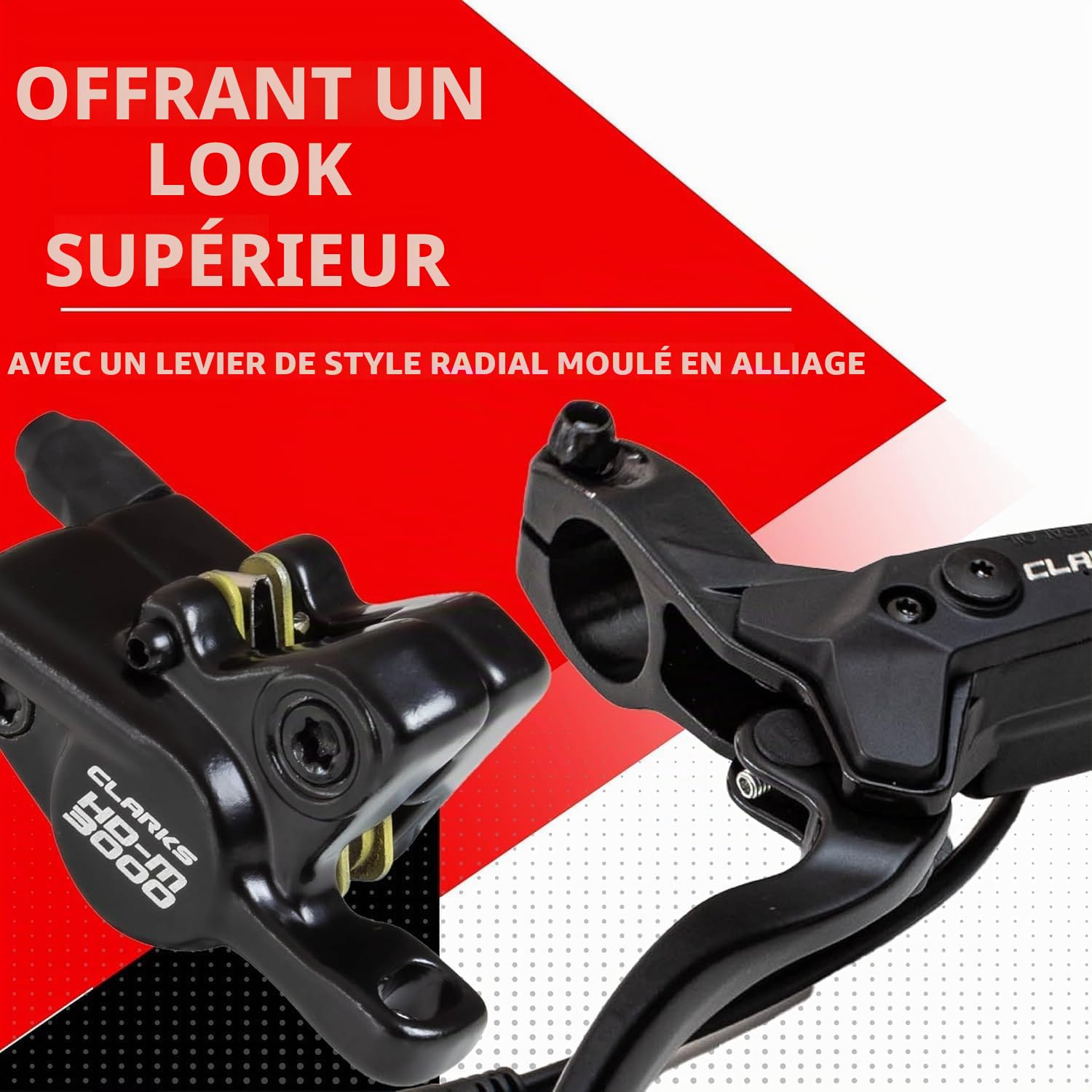 Clarks Cycle Systems HD-M3000 Kit de Freins à Disque hydrauliques pour vélo électrique avec rotors Olives et Supports is Noir 180/160 mm
