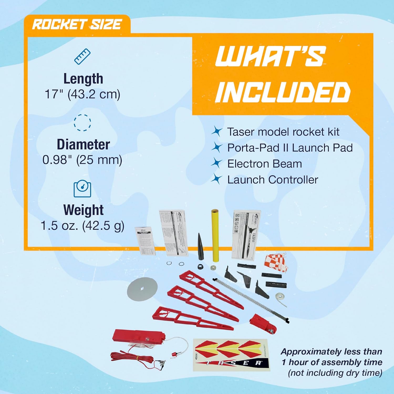 Estes 1491 Taser Rocket Launch Set, Beginner Flying-Rocket-Model Building Kit for Ages 10+, Includes Launch Pad System