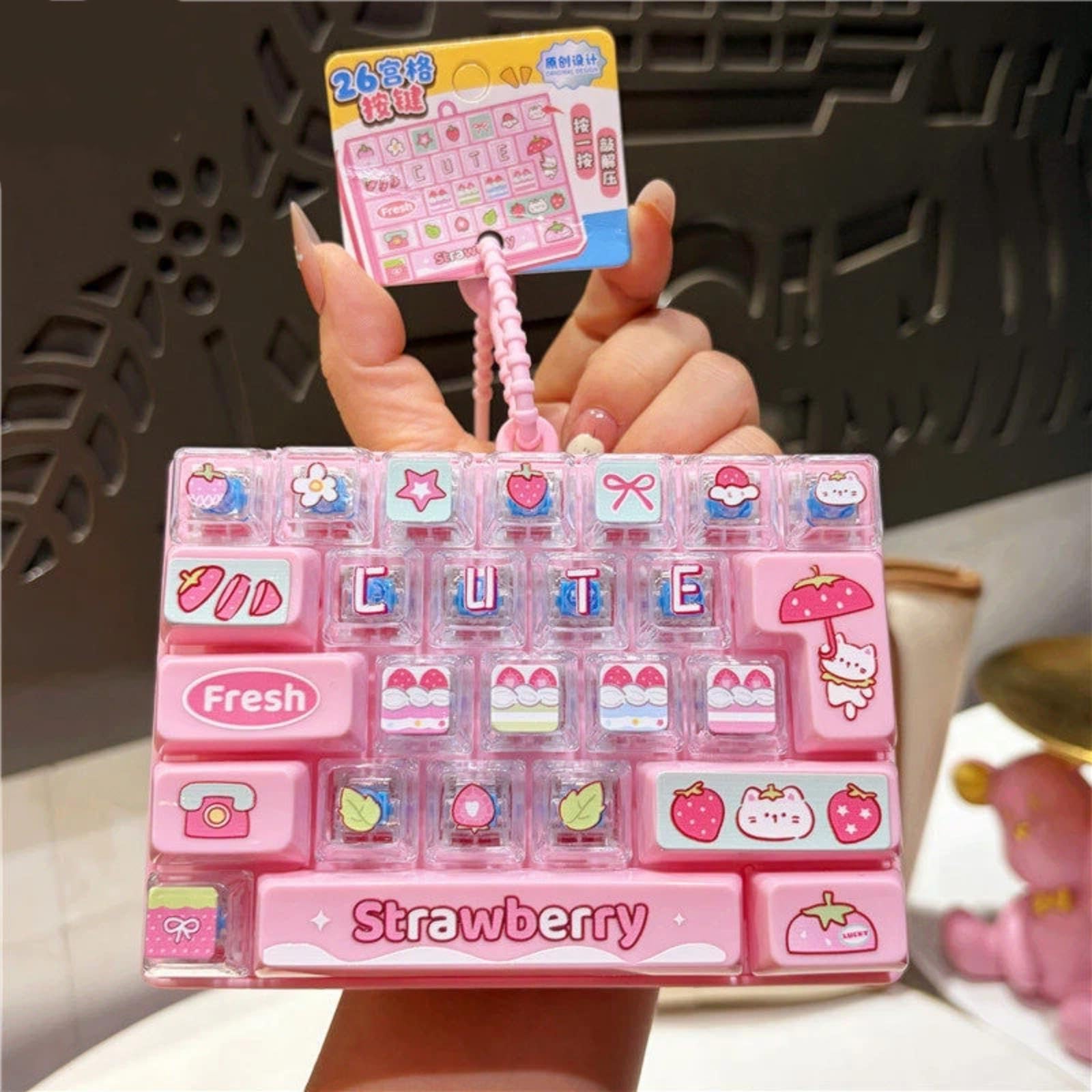 VBRYUAW Cute Anti-Anxiety Decompression Toy 26 Key Click Button Toy Lightweight Bag Pendant Decompression Button Finger Clicker Toys Button Stress Relief Gifts for Relieving Stress — image 1