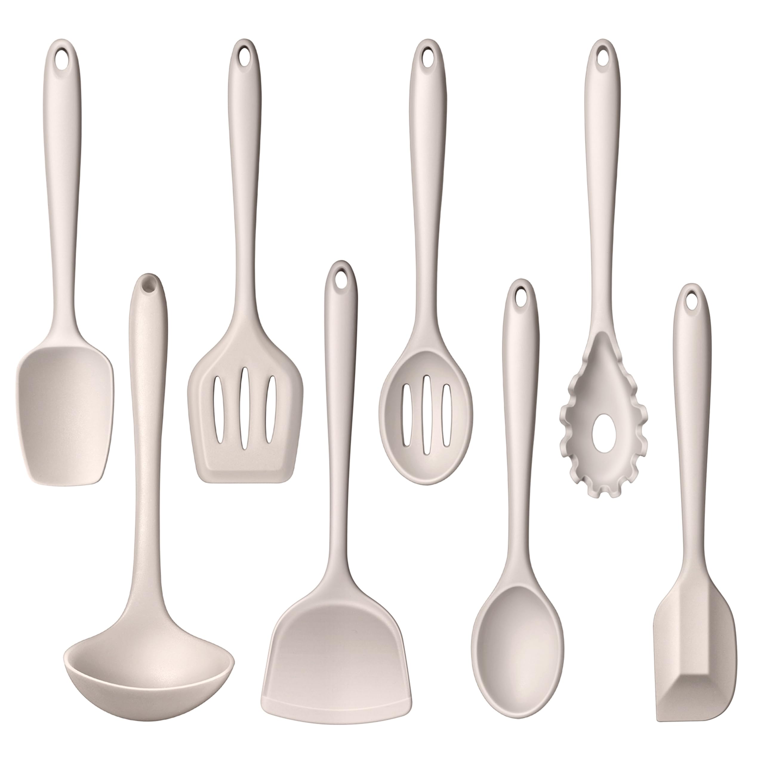 LIANYU Juego de 8 utensilios de cocina de silicona resistentes al calor, utensilios de cocina de grado alimenticio para utensilios de cocina antiadherentes, incluye espátula de silicona, cuchara,