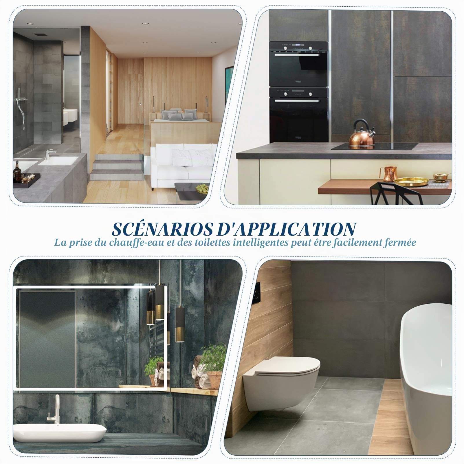 DOITOOL Cache Prise Étanche Double Position Adhésif Boîtier Protecteur Résistant Aux Éclaboussures Pour Sécurité Domestique Salle De Bain Cuisine 8X3 Pouces