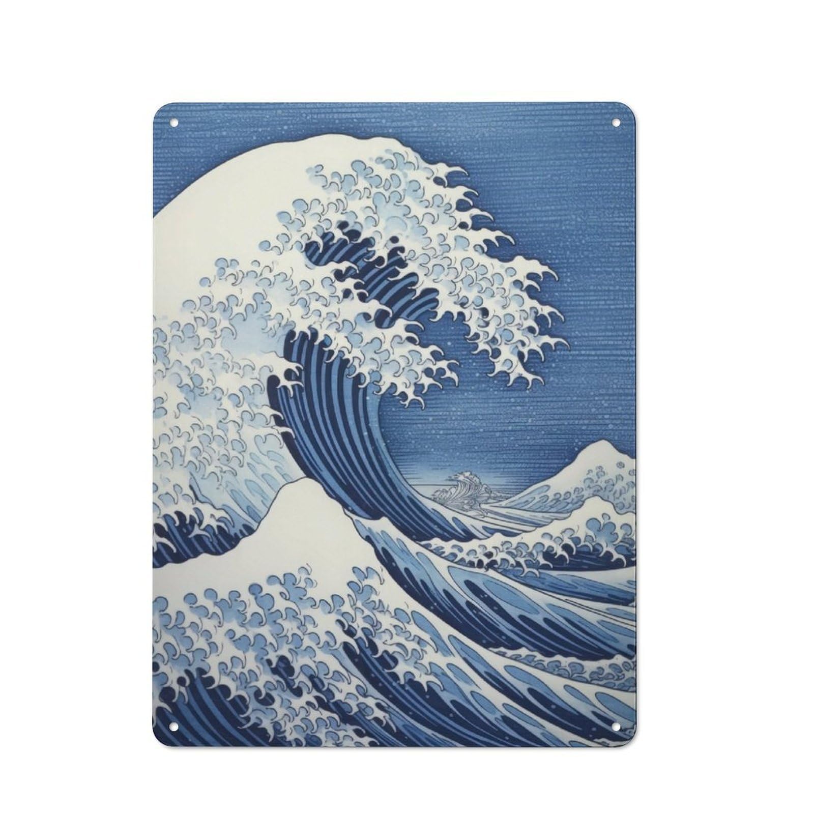 Junmoney Kanagawa Big Wave Japanese Vintage Metal Plaque 40X30cm For Dining Room Or Kitchen, For Home Decor Collectors Refreshing A Room In Autumn