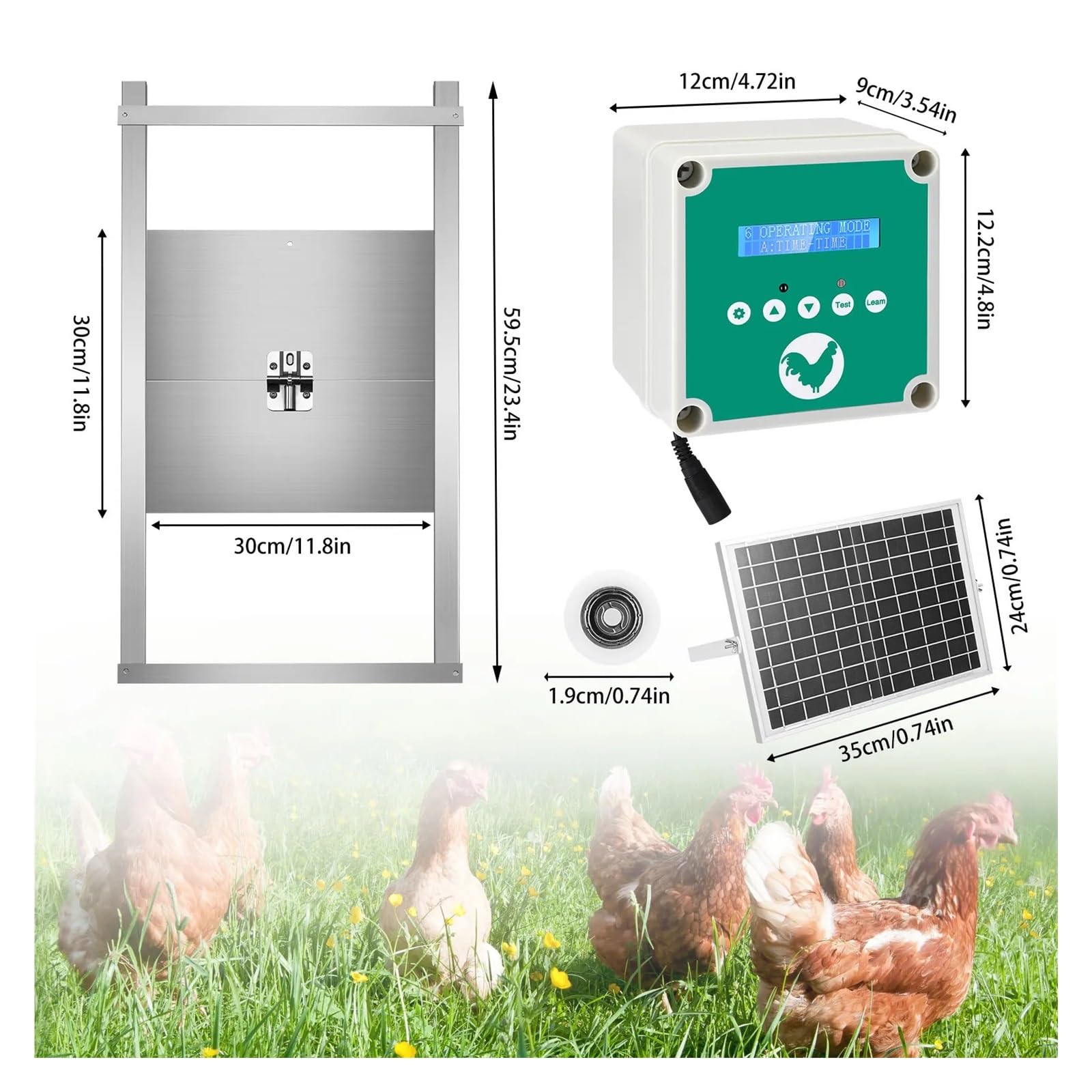 Porta Automatica Del Pollaio Con Sensore Di Luce, Timer Aperto E Chiuso, Schermo LCD, Alimentazione A Energia Solare Sicuro E Affidabile