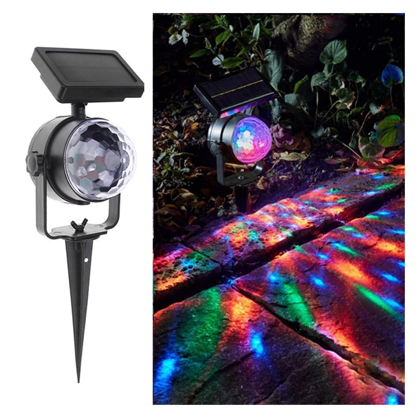 Proiettore Natalizio per Esterni, Lampada di proiezione Solare RGB Sfera Magica di Cristallo Girevole Luce da palcoscenico da Discoteca di Natale Luce da Giardino for Esterni