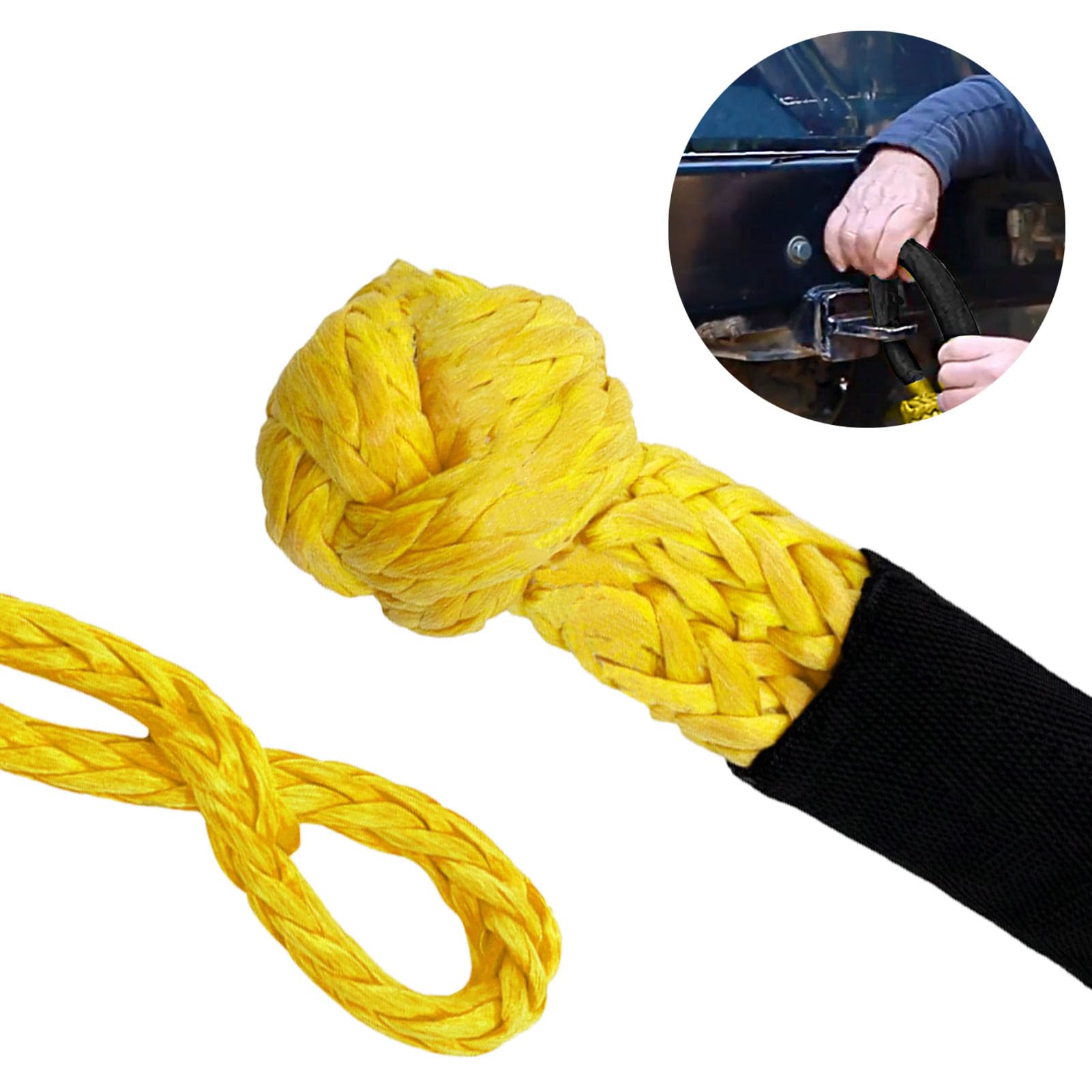 Gativs Softschäkel – 2 Stück, 17 Tonnen Bruchlast, 12mm X 55cm, Gelb, Mit Schutzschlauch Für Bergung & Anhänger