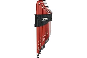 Titan 12713 Extra-Long Arm Ball Tip SAE Hex Key Set, 13 Piece, Red