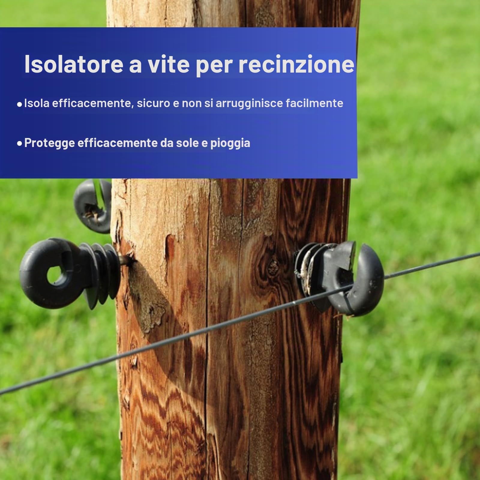 100 Pezzi Isolatori ad Anello per Recinto Elettrico con Adattatore | Isolatori a Vite per Pali in Legno, Materiale PP+PE Resistente, per Recinti Animali e Cavalli