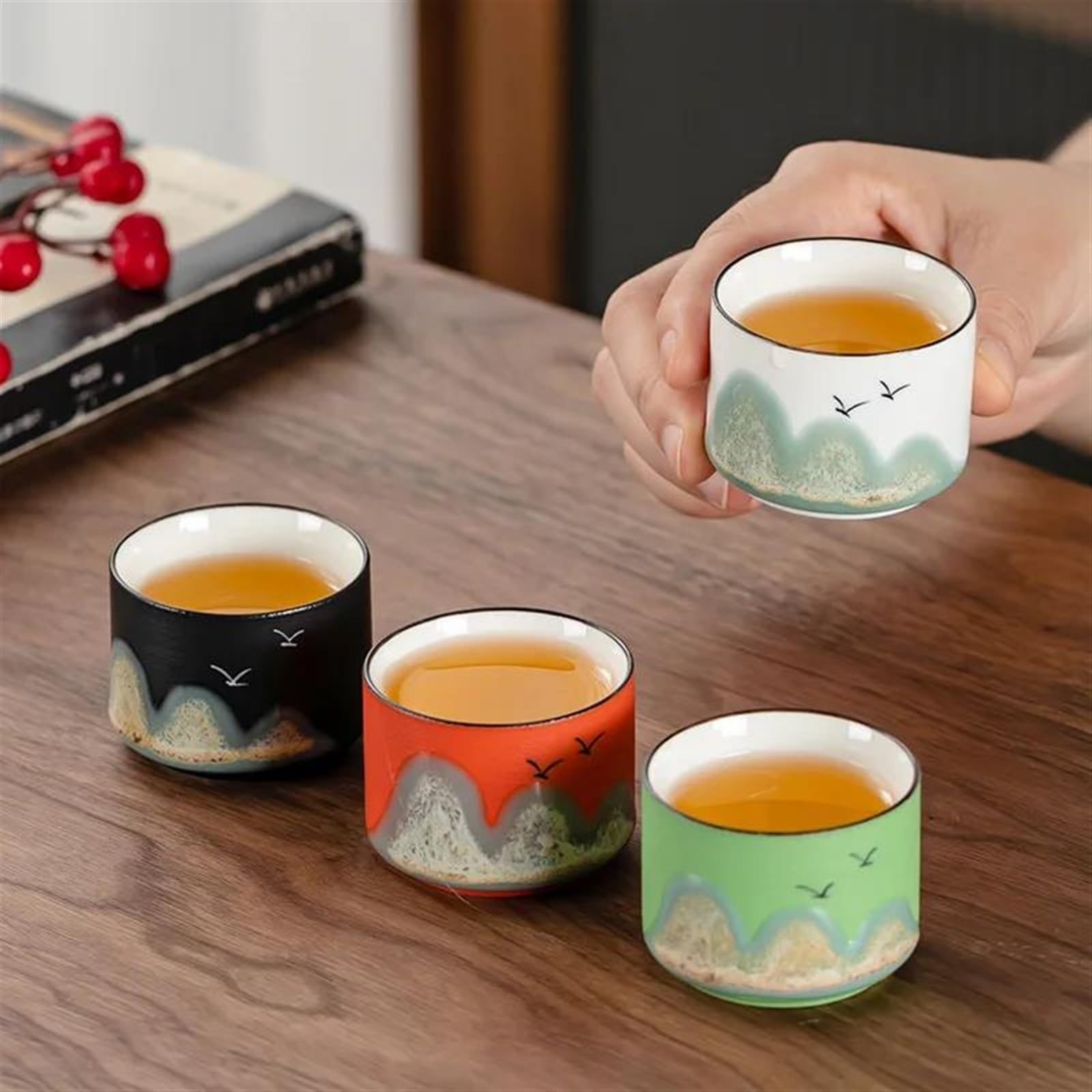 Teeservices, chinesische Teetasse, Festivalgeschenk, Teeservice, Einzeltasse, Weintasse, Keramik-Teeschale, Teeverkostung, Meistertasse, Geschenkbox, Handgeschenk, Reise-Teese(C)