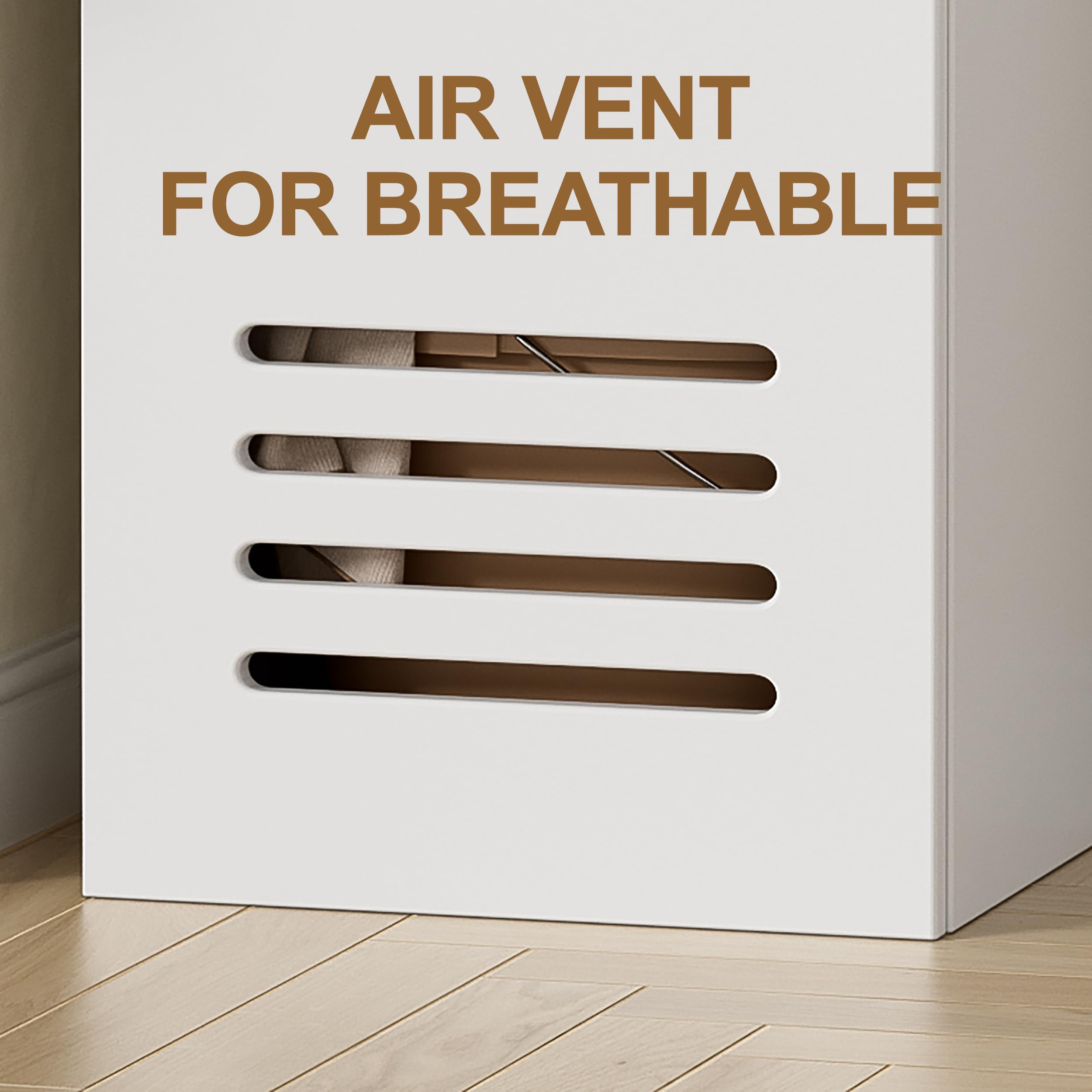 Armadietto per Scopa e Paletta,Armadio Multiuso per Scope, Pratico Armadio per Aspirapolvere con Ripiani e Asta, Ventilazione,Armadietto per la Pulizia in Legno,Mobile Porta Scope,160*40*30cm,Bianco