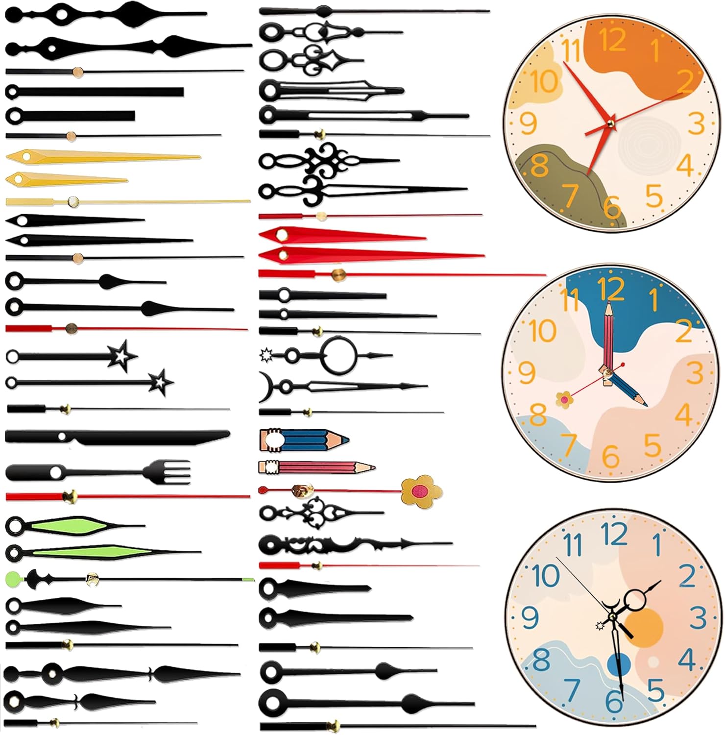PARAOR 20 Styles Clock Hands Clock Movement Mechanism Replacement Clock Kit for DIY Repair Clock Parts (02)