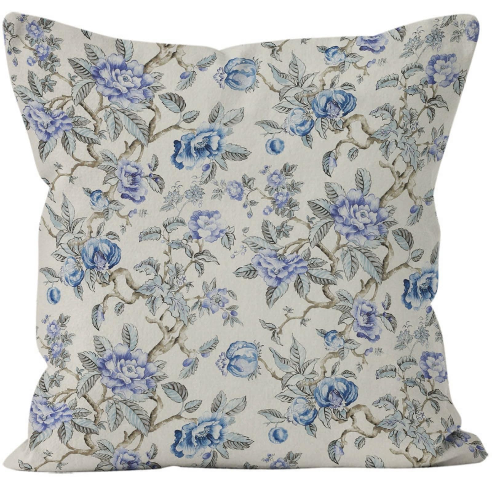 Cushion Covers 40cm x 40cm Blue Flower Pillowcase with Invisible Zipper,Decorative Throw Pillows Cover Thickened linen fabric sSfa Cushions Cover,for Home Décor, Bedroom & Sofa