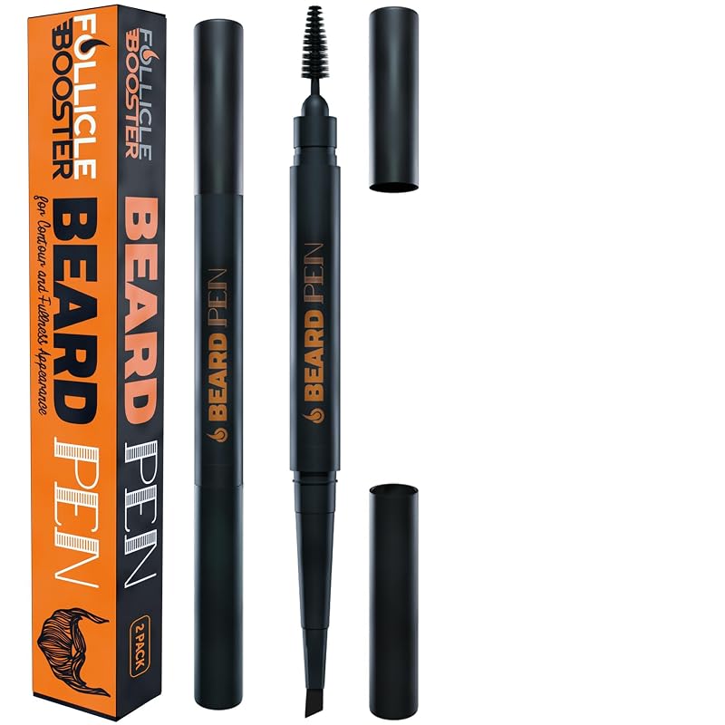 Lápis para preenchimento e modelagem de barba FOLLICLE BOOSTER Deep Dark Brown, pacote com 2