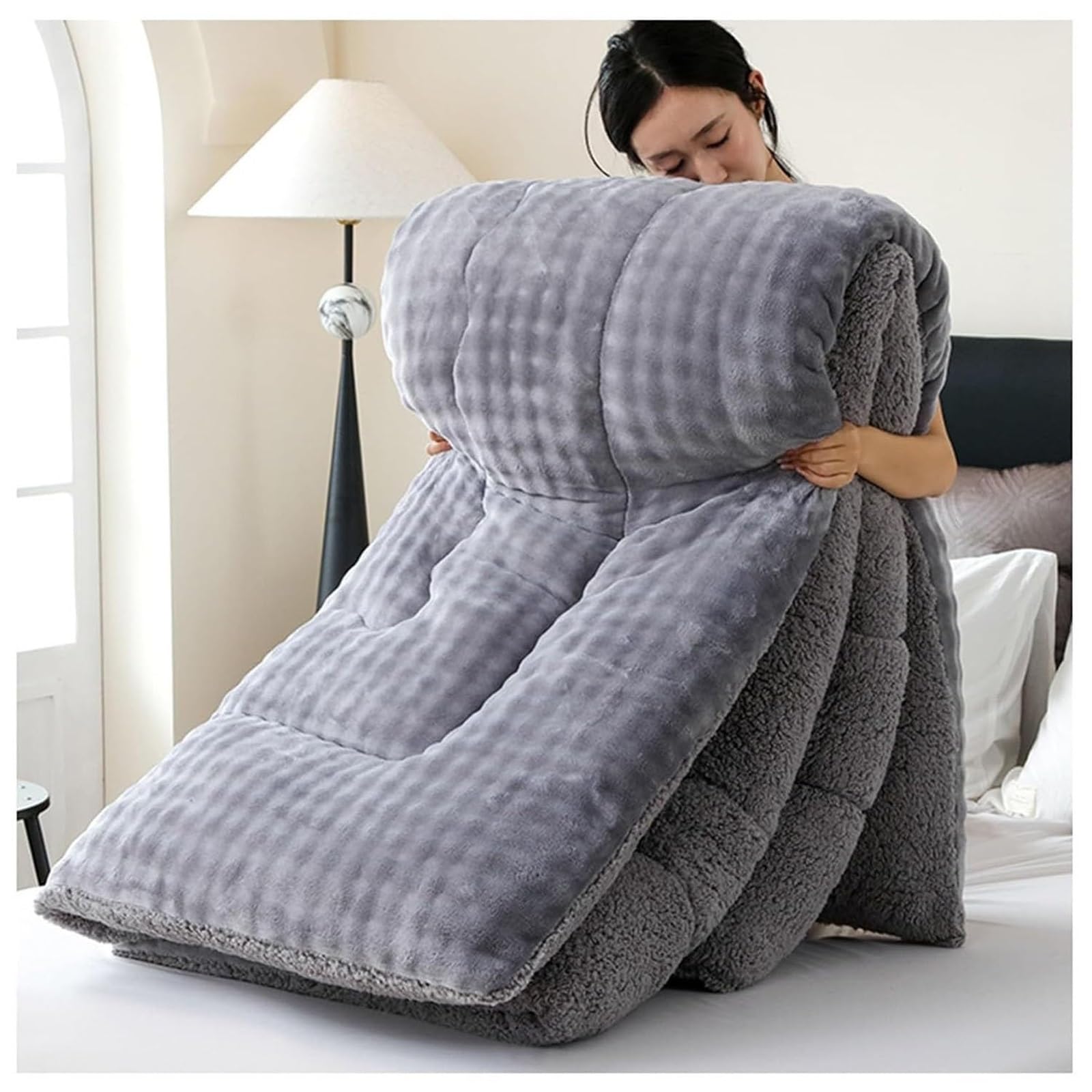 Super Warm Lamb Fleece Quilt, Super Soft Thickened Double Sided Fluffy Lamb Fleece Comforter Core Winter Quilt Blanket(Color5,150x200cm(3.5KG))