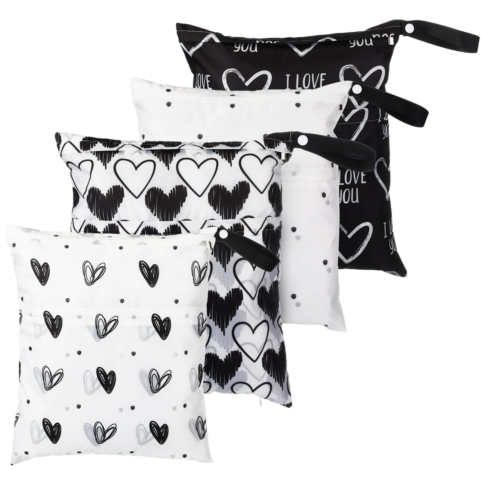 Frienda 4 Pieces Wet Dry Bag for Baby Waterproof Reusable Washable Diaper Bag Sealed with Handle for Travel, Beach, Swimsuit, Diapers, Dirty Gym