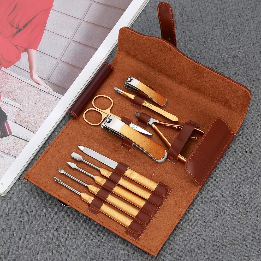 Juego de cortaúñas Juego de cortaúñas profesionales de acero inoxidable, 16 piezas, herramientas de manicura y pedicura for utilidad Herramientas de pedicura para pies ( Color : 10 Pieces Silver )