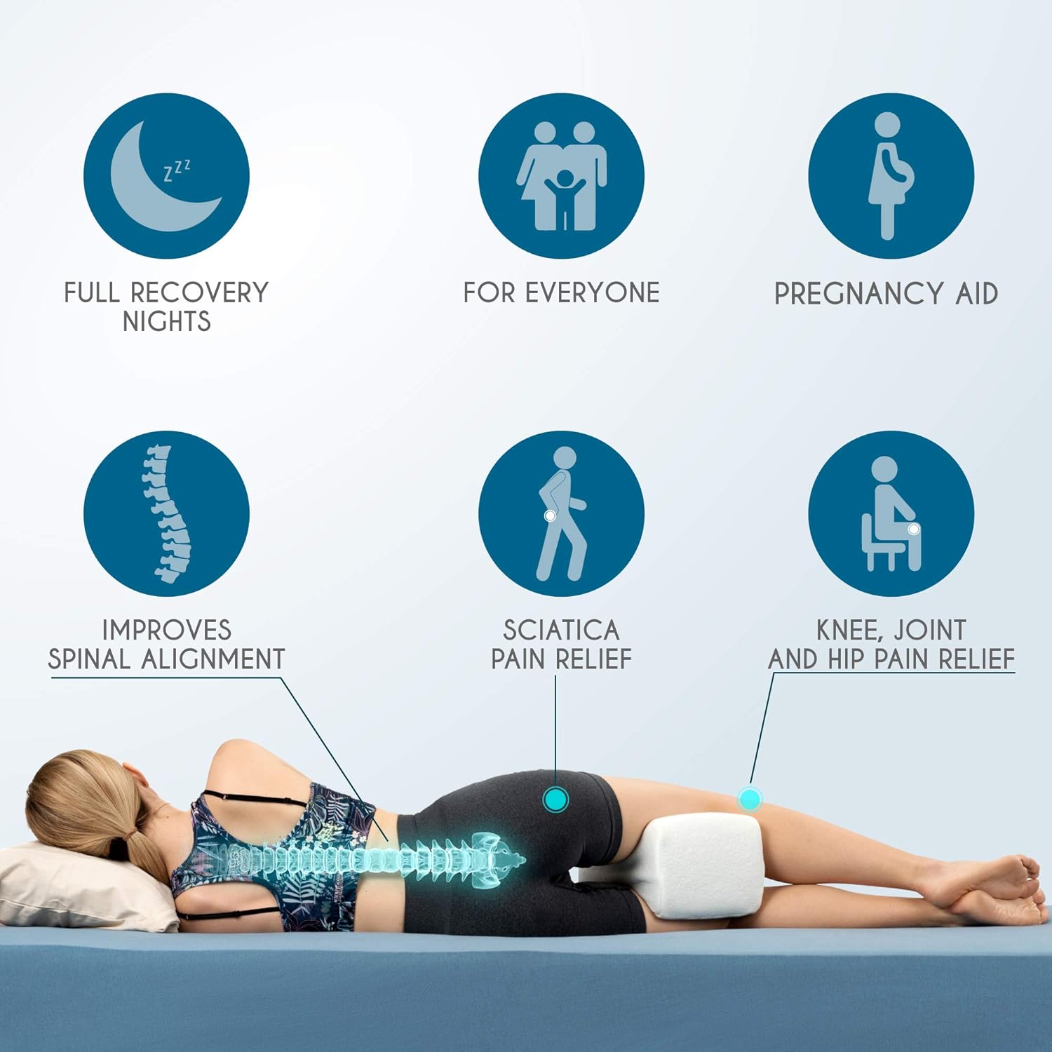 Dreamzie Memory Foam Knee Pillow for Side Sleepers - with Bamboo Cover - Knee Leg Pillow for Hip, Lower, Back Support, Sciatica Pain Relief, Pregnancy Pillow - Memory Foam Pillow - Orthopedic Pillow : Home & Kitchen