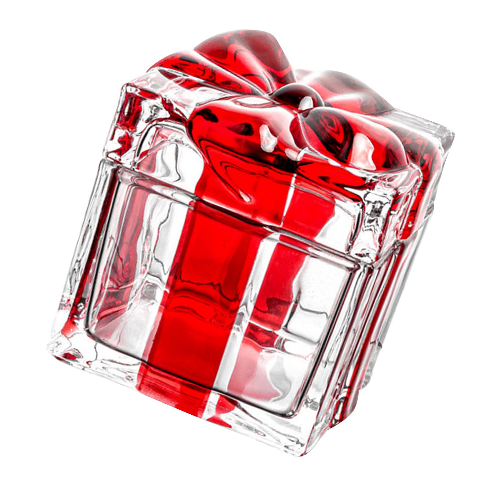 EMUKOEP Barattolo di Caramelle Regalo di Natale Ciotola di Caramelle di Vetro Classica per Contenitori di Dolcetti in Vetro per Feste Festive per Un'atmosfera Calda (4,13x4,13x4,13 pollici Rosso)