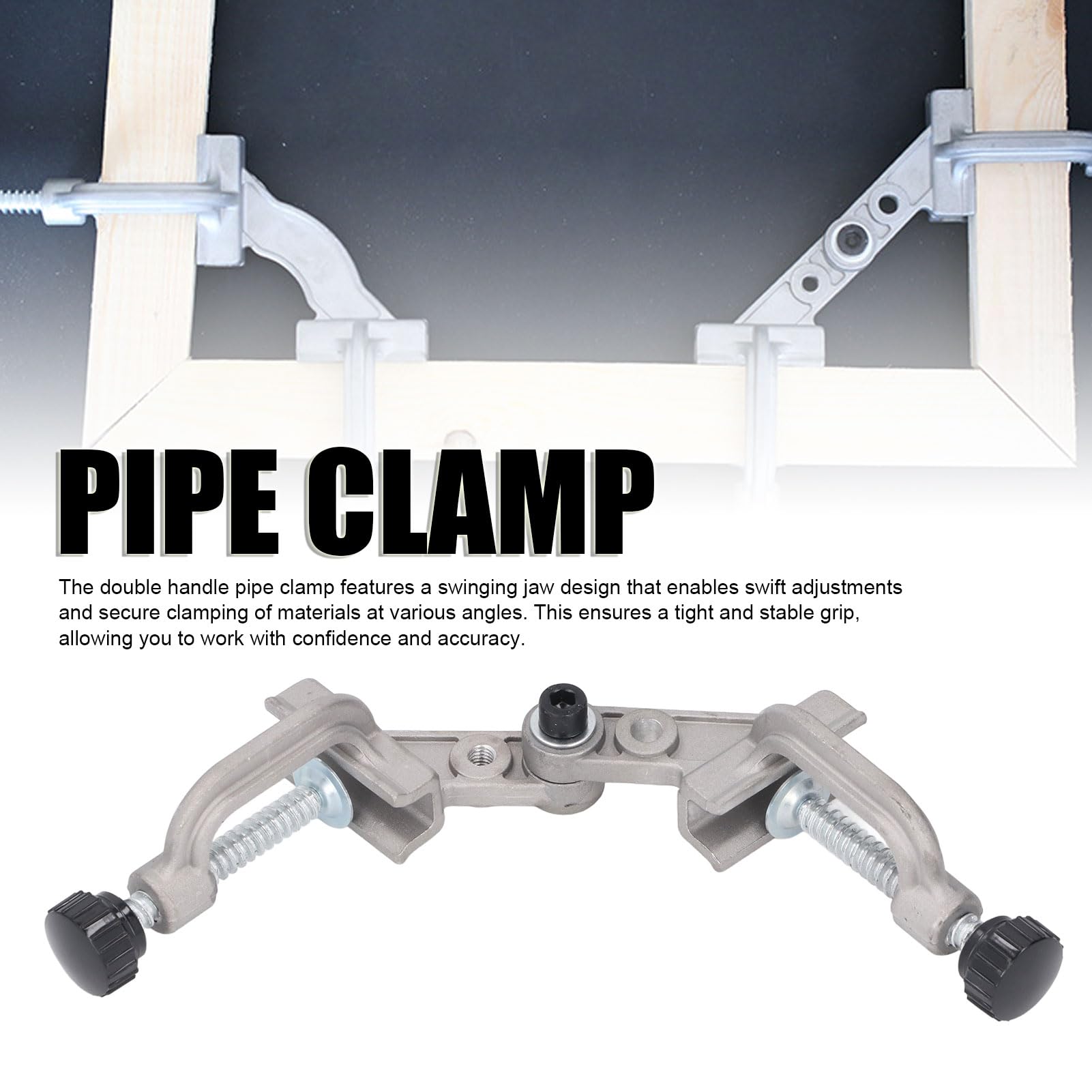 Aluminium Die Casting Double Handle Pipe Clamp, Quick Release Corner Clamp, 10-180° Rotation for Woodworking, Metalworking, Welding, Cabinetry, Photo Frame with Space Saving Design