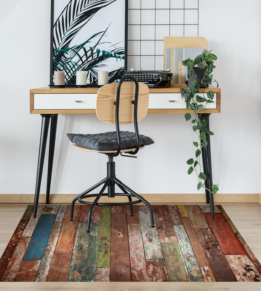 VINILIKO Industrial Wood Tapis en Vinyle Multicolore, 50 x 100 cm